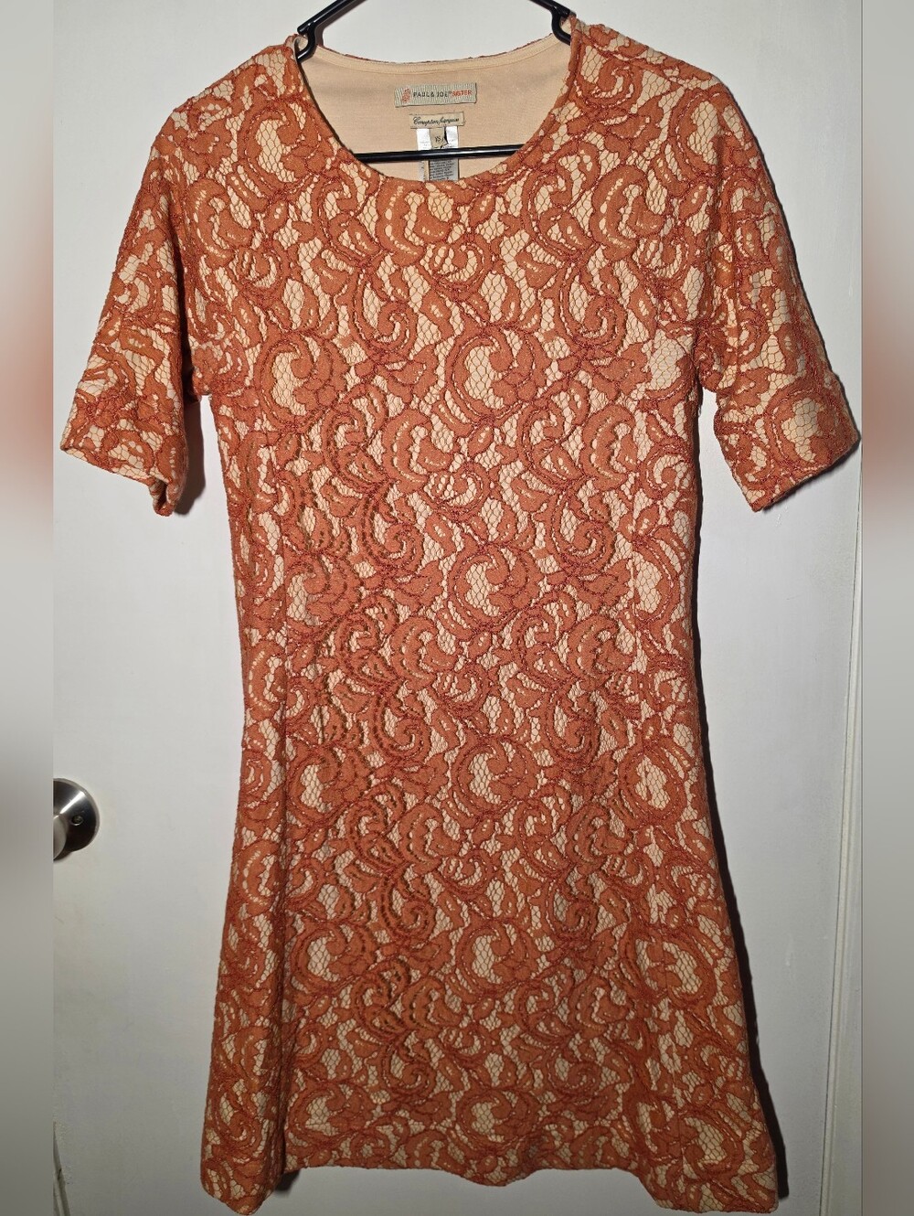 Paul & Joe Burnt Orange Lace Midi Dress
